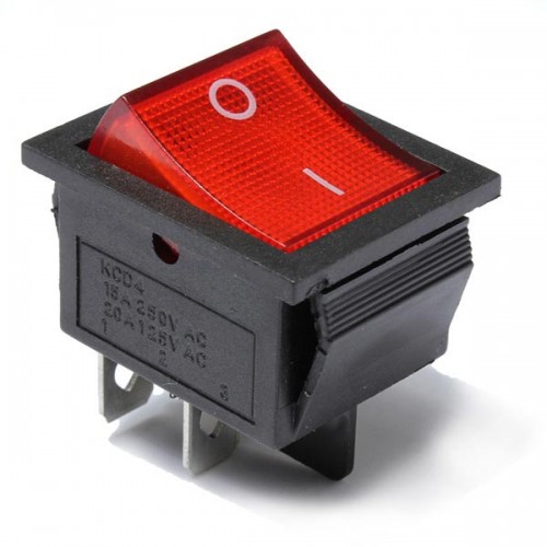 2Pcs Red Light 4 Pin DPST ON-OFF Rocker Boat Switch 13A/250V 20A/125V