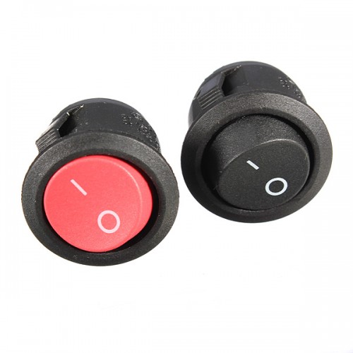 Mini Round Black 2 Pin SPST ON-OFF Rocker Switch Button